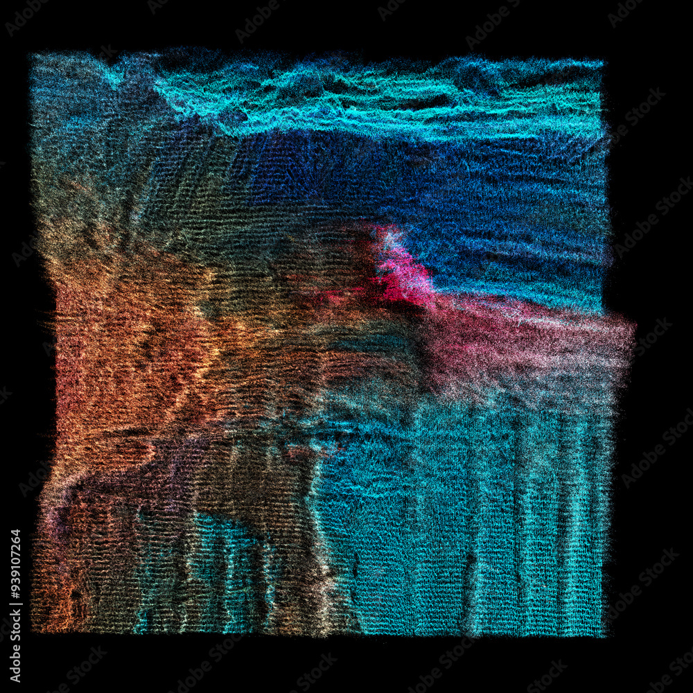Poster colorful abstract particle glitch distortion displacement texture background