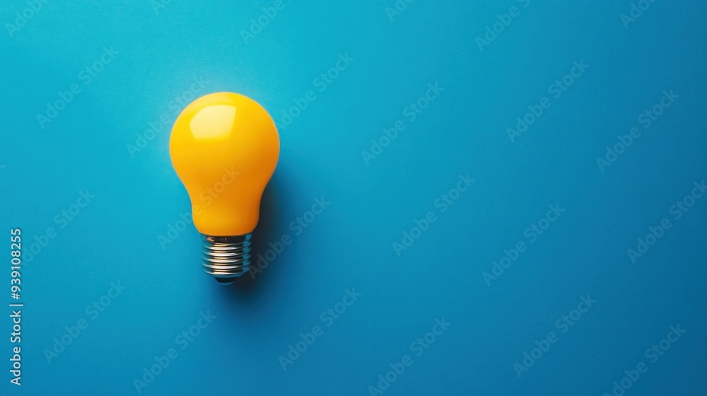 Canvas Prints Yellow Lightbulb on Blue Background