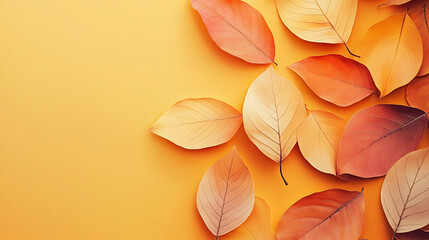 minimalist autumn background showcasing soft overlapping leaf outlines in rich, earthy colors, giving a natural and tranquil vibe