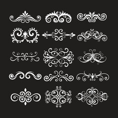 Calligraphic Decorative Scroll Elements - Elegant and Ornate Design"
