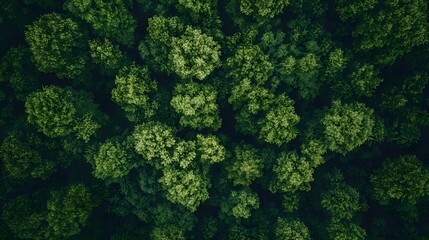 Aerial view of a dense forest canopy. Perfect for eco-friendly or nature-themed messages.