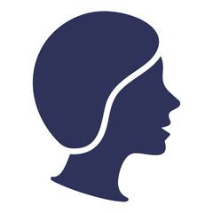 Simple female profile silhouette. A minimalist illustration of a female head silhouette, perfect for avatars, profiles, and design projects.