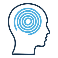 Mind focus icon. Abstract profile with concentric circles symbolizing concentration, contemplation, and mental processes.