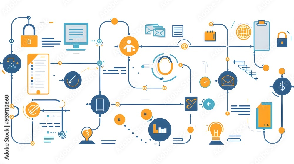 Poster visually engaging process flow infographics to outline step-by-step workflows and systematic procedu