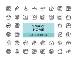 Smart home Line icon set. Pixel perfect, ui editable Icons bundle.