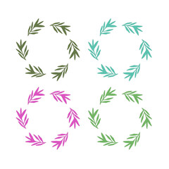 NATURAL SIMPLE BOTANICAL FRAMES PERFECT FOR BIO SHOP PRODUCT LABELS ISOLATED ON WHITE