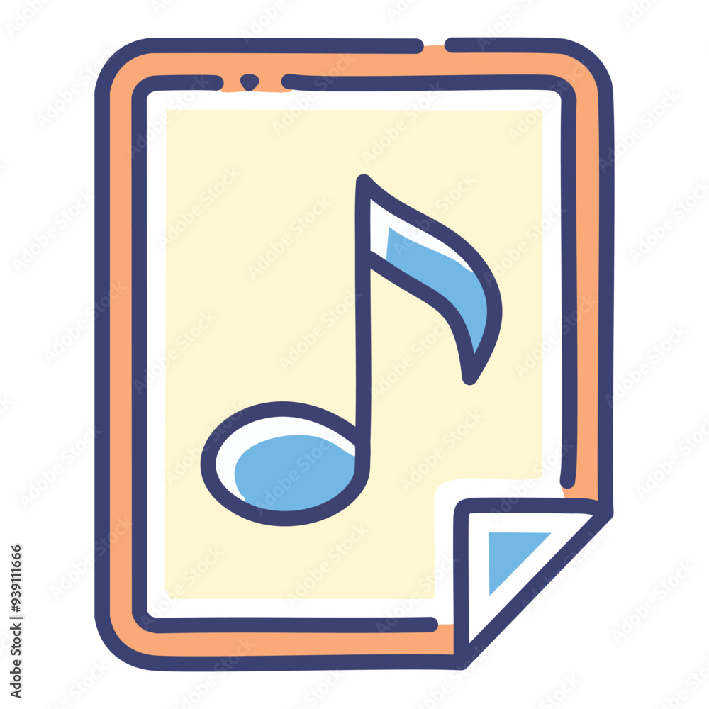 Poster music file icon design. a simple, colorful icon representing a music file, ideal for digital applica