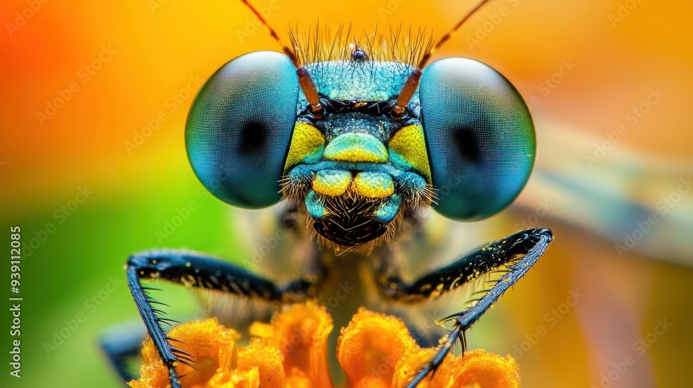 Canvas Prints Close-up of a Blue-Eyed Insect on a Flower