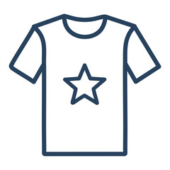 T-shirt with star design icon. Simple line icon of a t-shirt with a star design on the front. Perfect for use in websites, apps, and presentations.