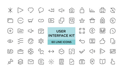 User Interface Kit - Shopping and ecommerce icon set. Set of Pixel perfect payment card, contact us, map location, user symbol, arrows, online assistant and other ui elements and icons