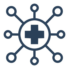 Obraz premium Medical network icon. Simple icon of a medical network, depicting connectivity and collaboration within healthcare.