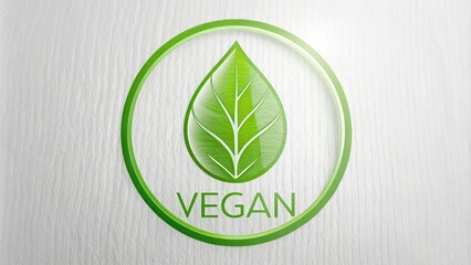 Elegant transparent vegan logo on a light background, showcasing a stylized leaf with a subtle green hue, perfect for eco-friendly branding and marketing.