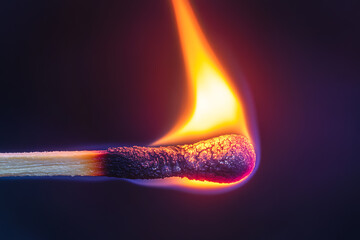 A burning matchstick symbolizing patience, depicted with a glowing flame and a wooden stem