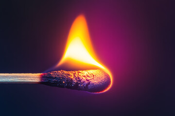 A burning matchstick symbolizing patience, depicted with a glowing flame and a wooden stem