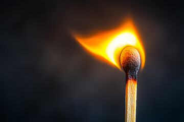 A burning matchstick symbolizing patience, depicted with a glowing flame and a wooden stem