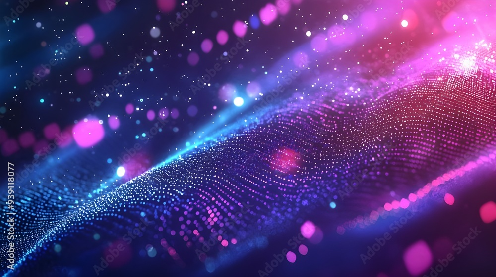 Poster a sleek, abstract background with a focus on innovation and technology, featuring digital patterns a