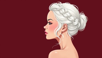 A stylish illustration of a woman with elegant braided hair and a graceful profile, perfect for beauty, fashion, and lifestyle projects.