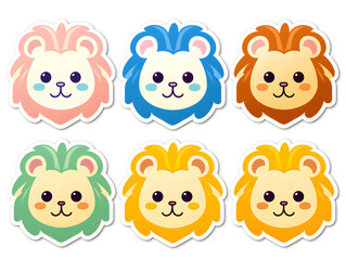 Fototapeta premium lion head kawaii stickers with vibrant color