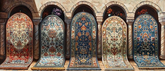 Prayer Rug Market Display Islam Religion Spiritual Symbol