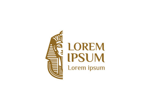 Abstract pharaonic king Statue symbol for old Egyptian history logo template design isolated on white background 