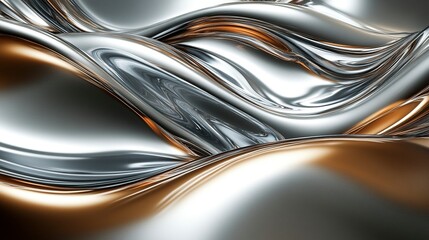 Shiny, intertwined waves of silver and brown. Premium wallpapers, posters and banners with a modern look. Generative ai