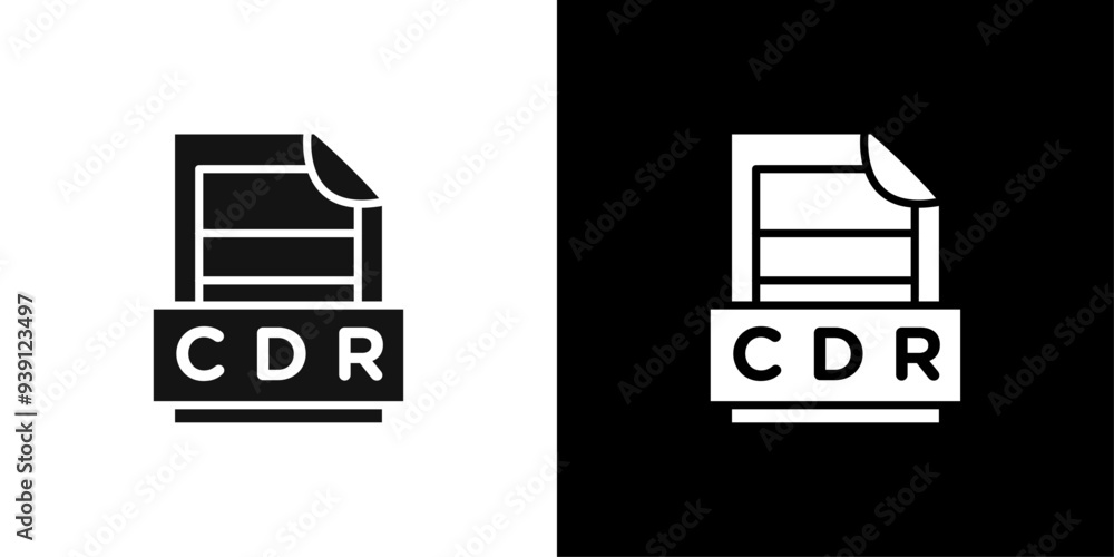 Poster cdr file document icon flat vector set outline