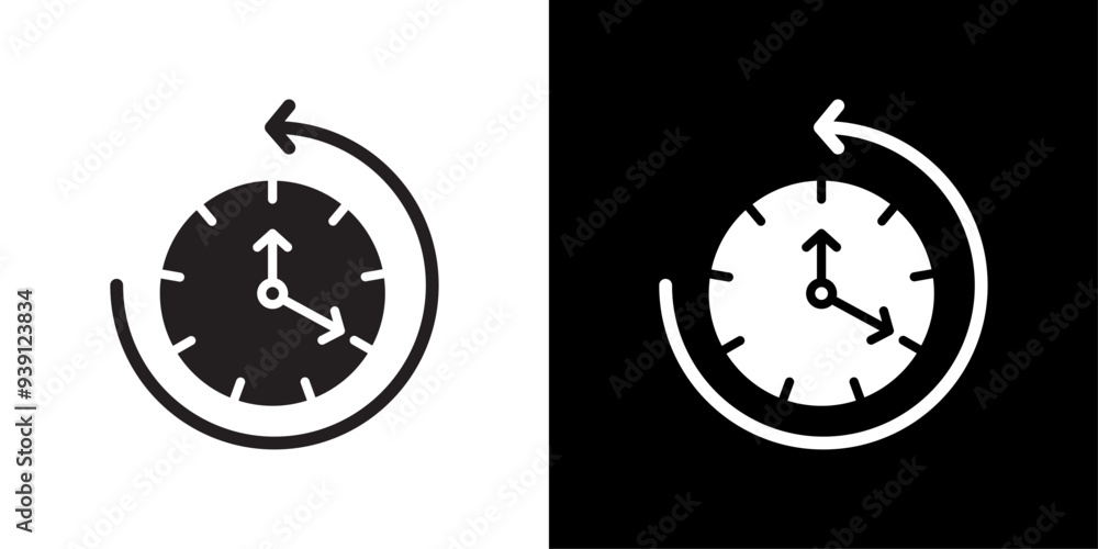 Poster counterclockwise rotation icon flat vector set outline