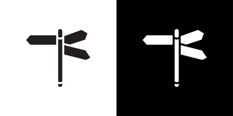 crossroads sign icon Flat vector set outline © Krupal