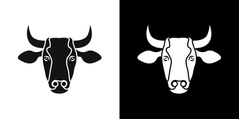 cow head icon Flat vector set outline