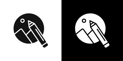 Edit Image Icon Flat vector set outline