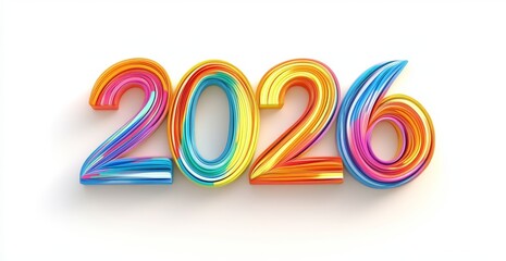 Obraz premium Happy New Year 2026 3D Text Effect