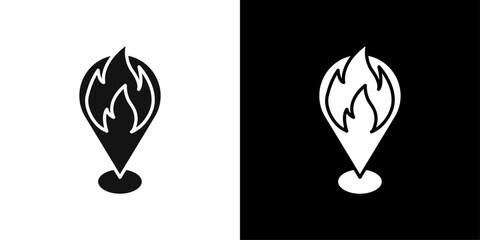 fire location icon Flat vector set outline