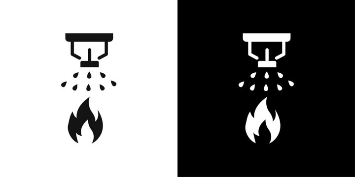 fire sprinkler icon Flat vector set outline