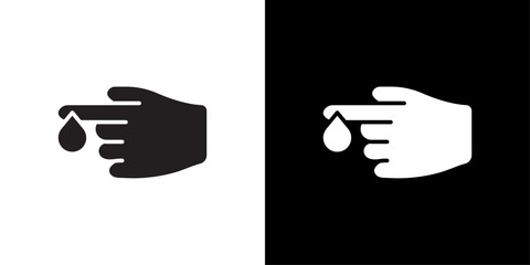 Obraz premium Hand with blood drop icon Flat vector set outline