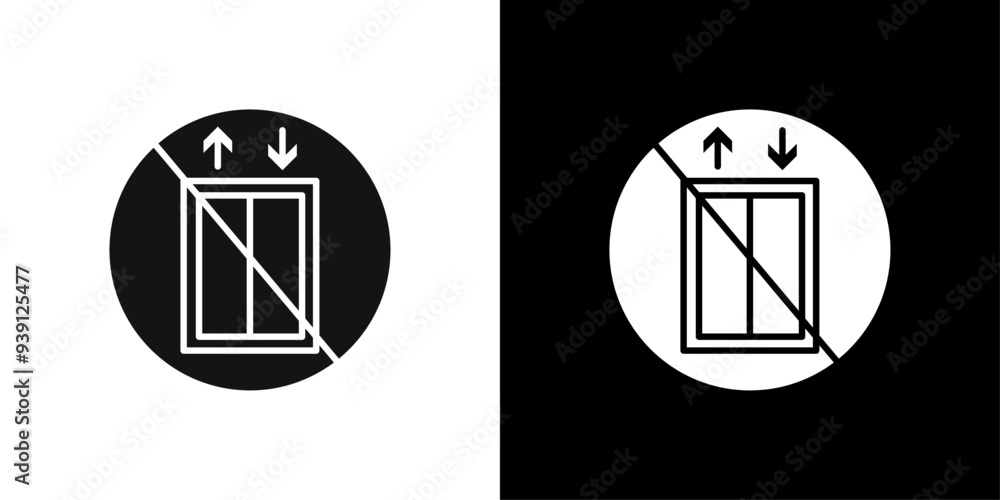 Wall mural no elevator sign icon flat vector set outline