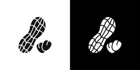Peanut icon Flat vector set outline