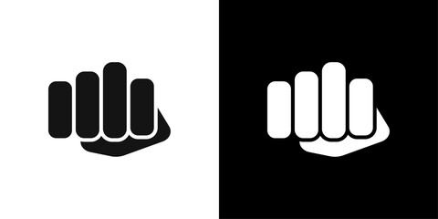 Obraz premium punch fist hand icon Flat vector set outline