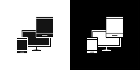 Responsive Design icon Flat vector set outline