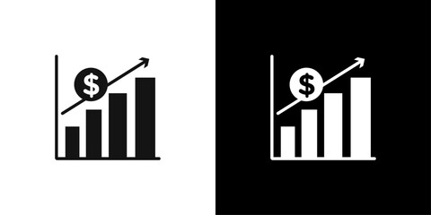 Rise price icon Flat vector set outline