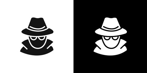 Secret agent icon Flat vector set outline