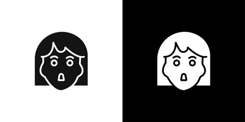 Shocked Girl icon Flat vector set outline