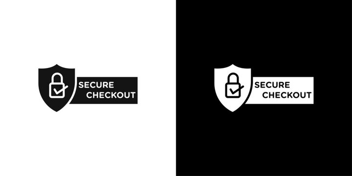 secure checkout icon Flat vector set outline