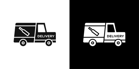 Wine delivery icon Flat vector set outline