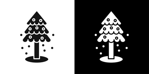 Winter tree icon Flat vector set outline