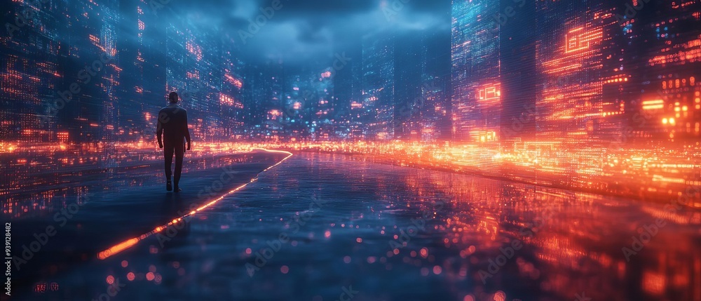 Poster a digital landscape where hacker attempts are intercepted by glowing security barriers, symbolizing 