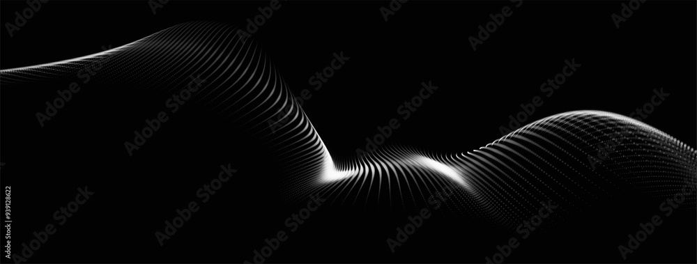 Poster abstract digital particle wave. technology background. futuristic dot wave. network connection struc