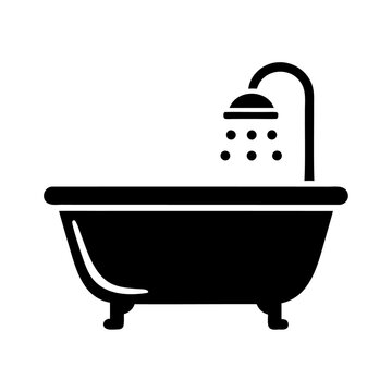 recommend clip art: Silhouette water shower bathtub icon and vector illustration