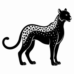 Male Cheetah Silhouette Vector on White Background