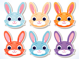 Fototapeta premium rabbit head kawaii stickers with vibrant color