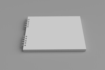 Blank realistic notepad or binder book for mockup on light grey background. High resolution.